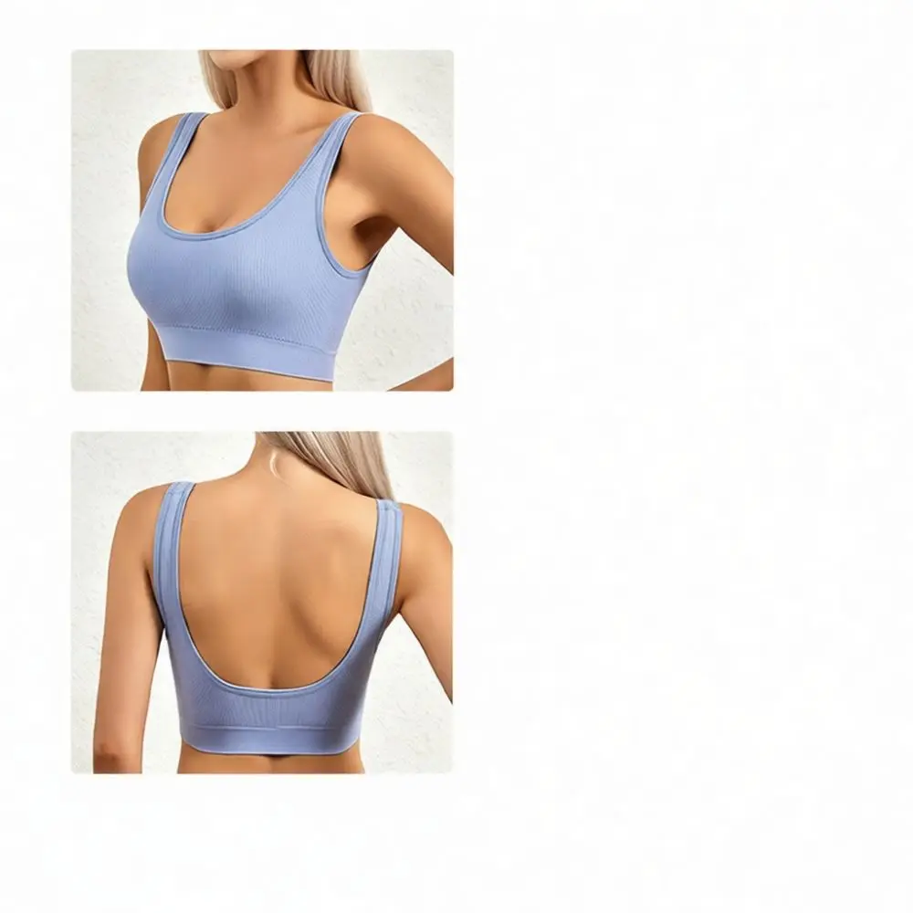 Comfortable Wireless Bralette For Big Bust Sexy Ribbed Pad Bra Seamless Back Sports Underwear Breathable Yoga Crop Top