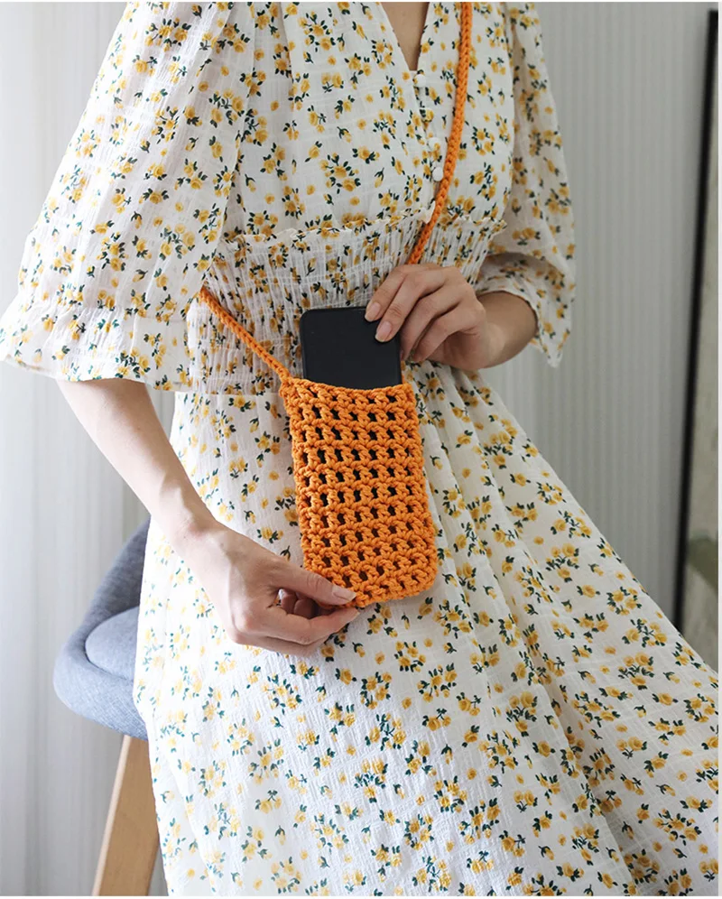 

Handmade Crossbody Phone Purse - Openwork Shell Design Tote, Handmade Crossbody Phone Purse,Crochet Beach Bag
