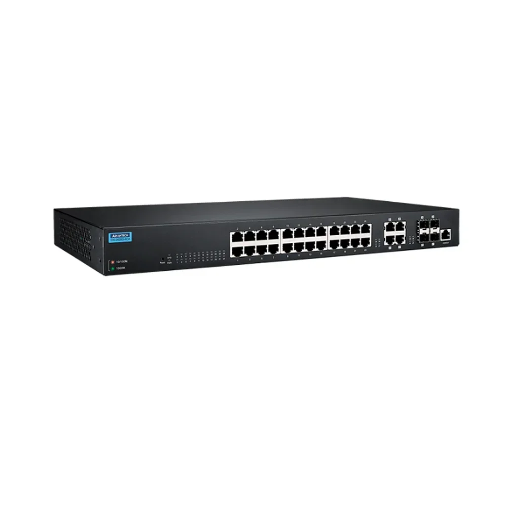 Advantech EKI 2428G 4CA 19 Inch Rackmount 24 x Gigabit 4 x Gigabit Copper/SFP Combo Ports Industrial Unmanaged Ethernet Switch