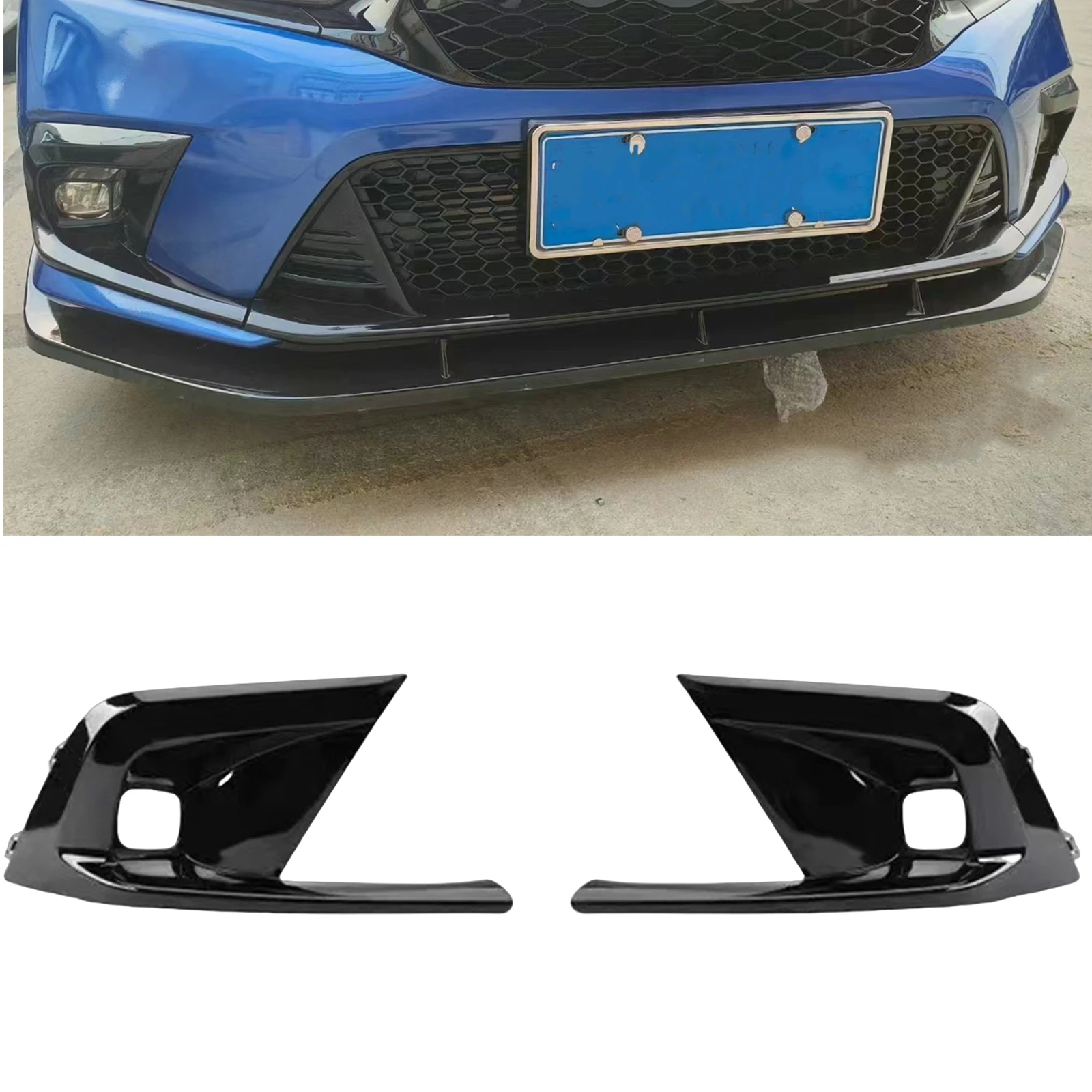 

Gloss Black Front Bumper Side Air Vent Trim Fog Light Lamp Hood Intake Frame Cover Protector For Honda Civic 11th Gen 2022-2024