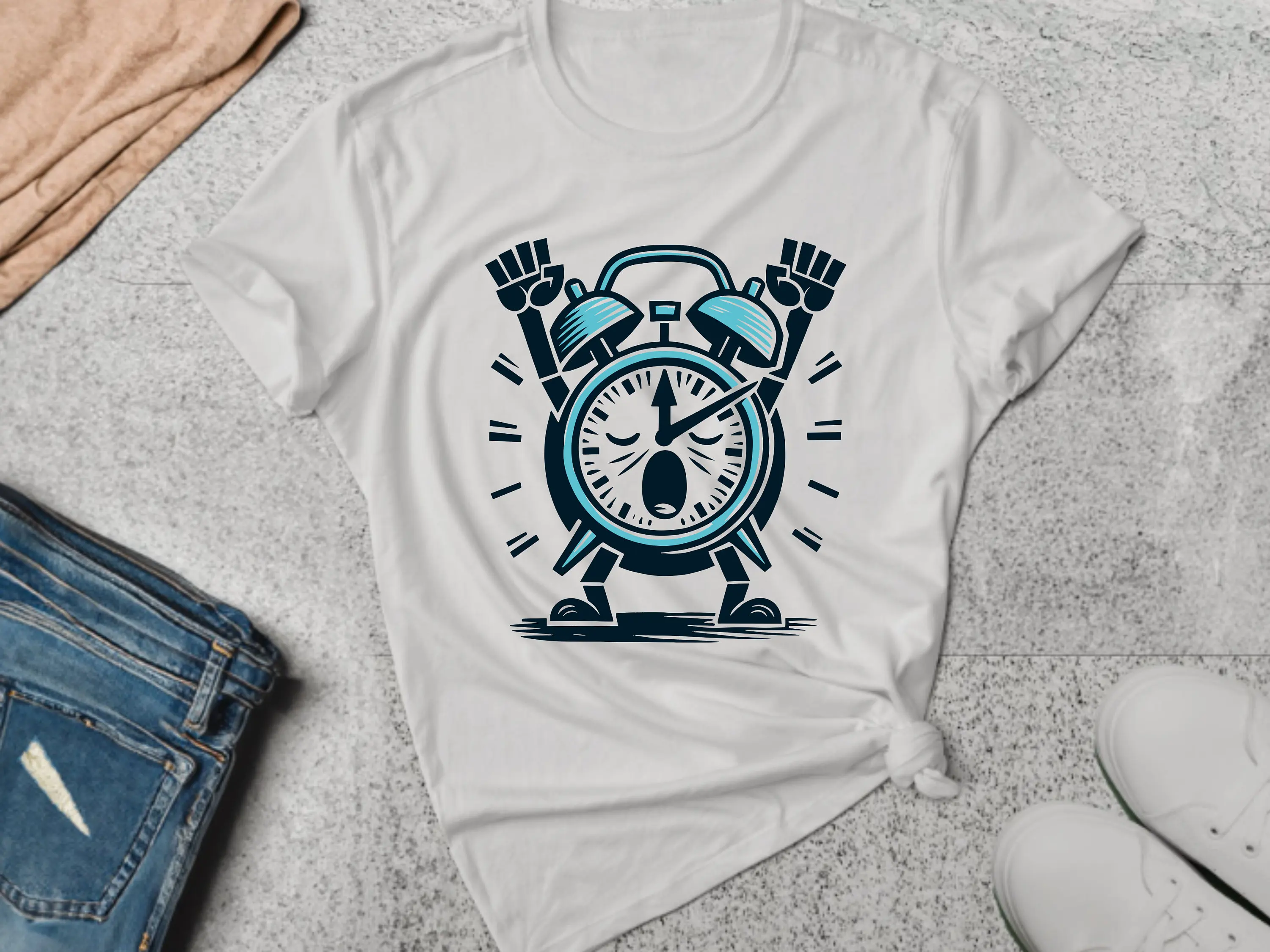 Funny T Shirt Joke Humor Laugh Comedian Gag Humorous Alarm Clock Yawning