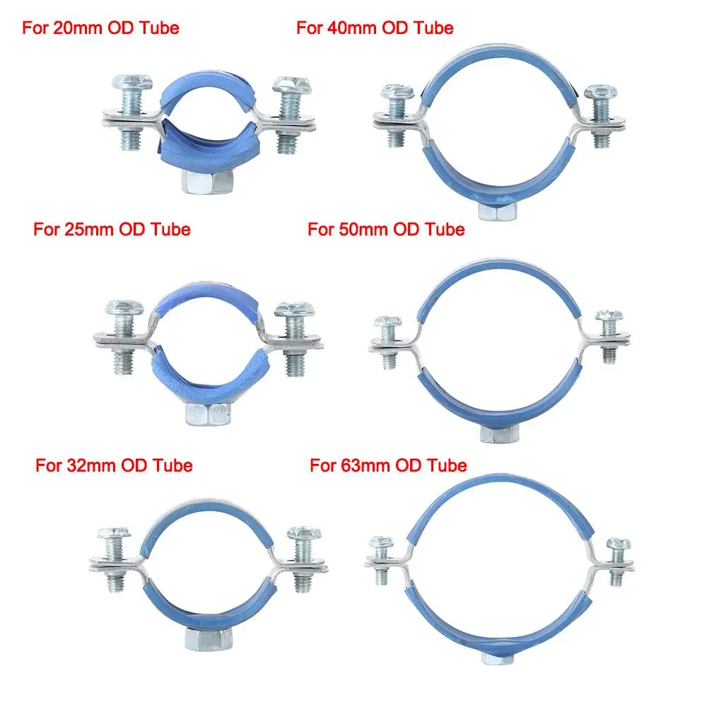 1Pcs Fastener Hardware Round Hose Clamp Nut Hoop Pipe Fitting Suspension Pipe Holder Expansion Screw Carbon Steel Rubber