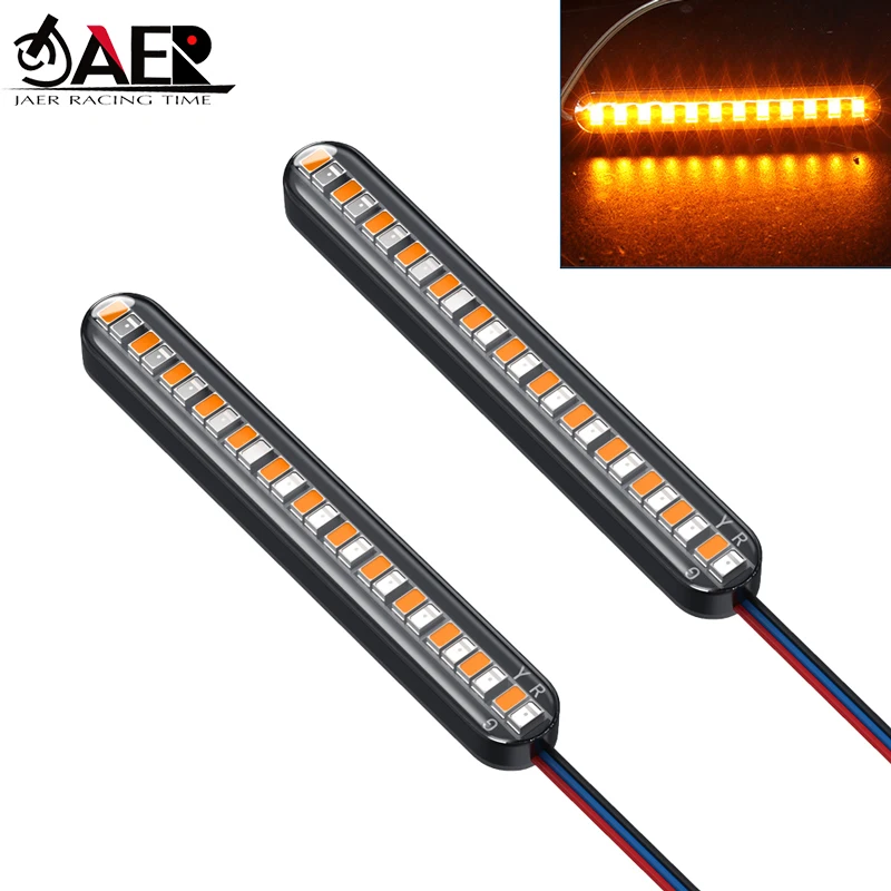 Motorcycle license Universal Flexible Light Strip Tail Brake Stop Turn Signal Light License Plate Lamp Yellow Red Leds