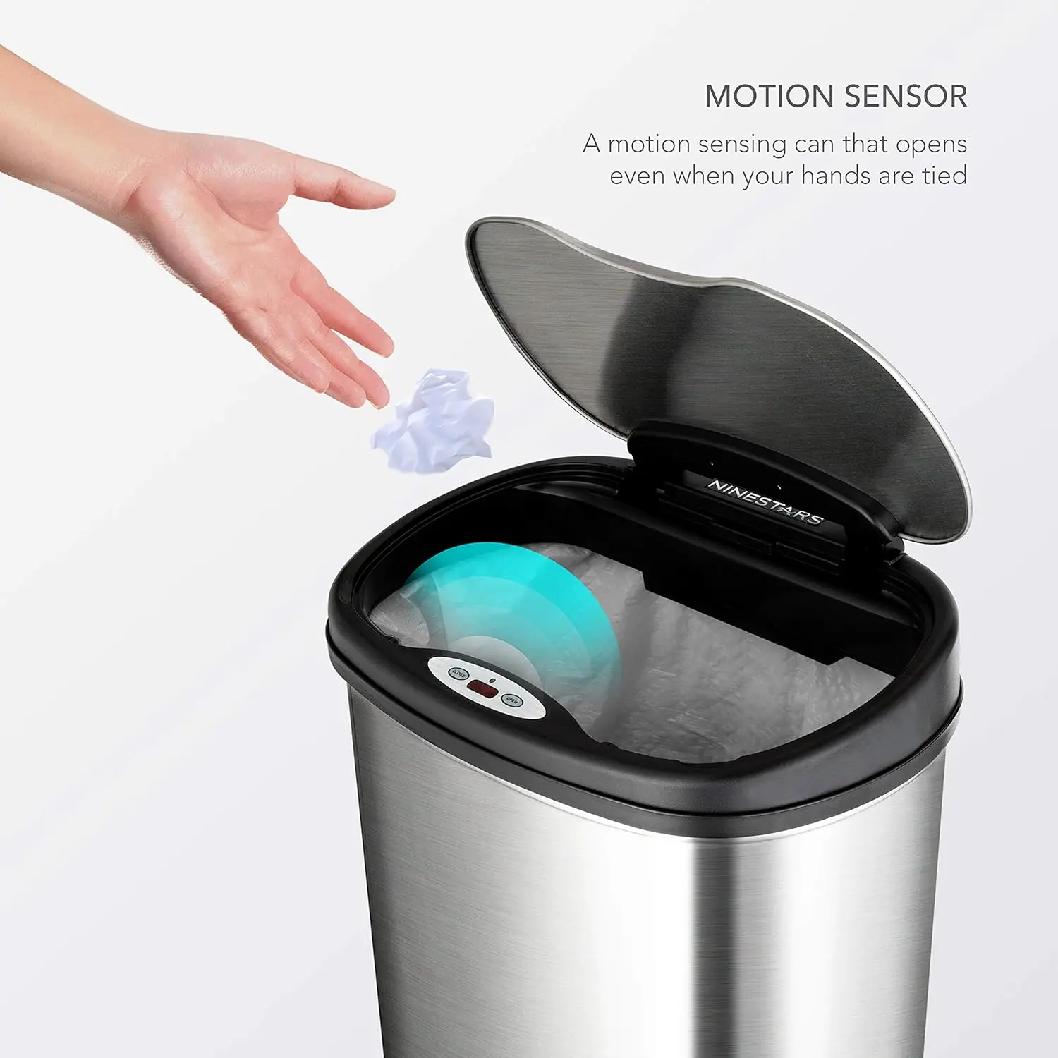 

CB-DZT-50-13/12-9 Automatic Touchless Infrared Motion Sensor Trash Can Combo Set, 13 Gal 50L & 3 Gal 12L, Stainless Steel Base