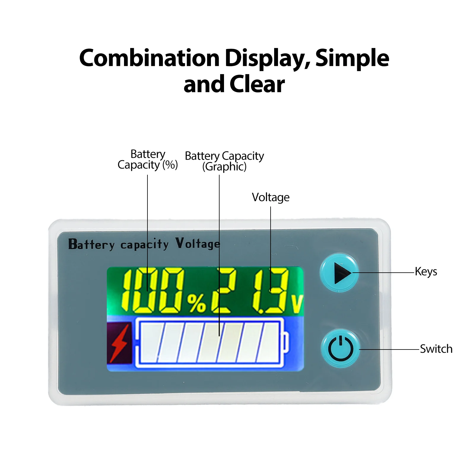 10-100V LCD Battery Monitor 12V/24V/36V/48V Digital Battery Capacity Voltmeter Tester Percentage Level Voltage Meter Gauge Meter