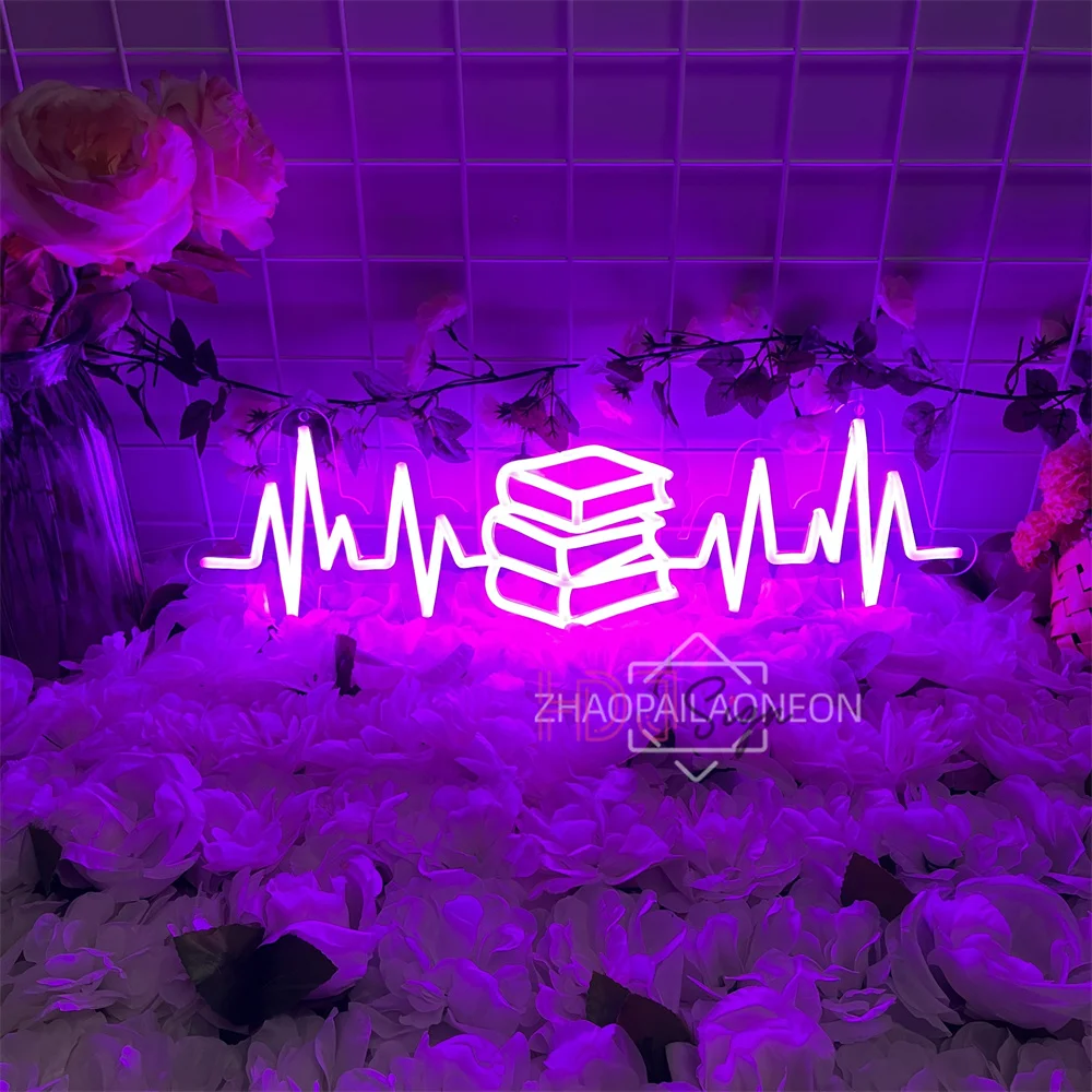 Libro Insegna al neon Libreria Casa Appeso a parete a LED Art Room Decor Biblioteca Luci notturne al neon a LED Decorazione camera da letto USB Insegne al neon