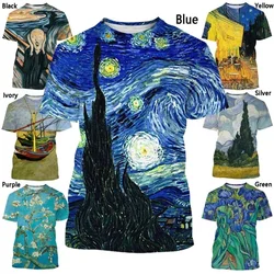 Vincent Van Gogh Art Oil Painting Graphic Tshirt 3D Print Starry Night Tee Tops For Men Casual Short Sleeve Oversized T-Shirts