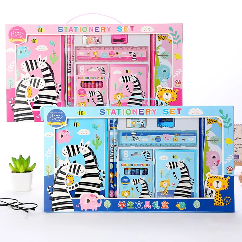Cartoon Pencil Case Crayon Ruler Earser Sharpener 9 In 1 Stationery Set For Student Boys Girls Gift School Stationery