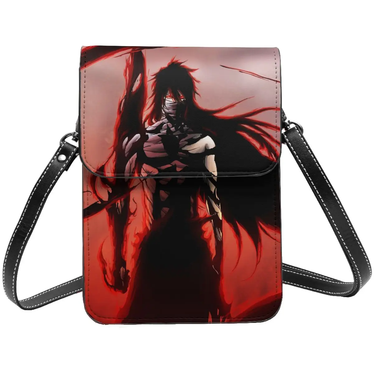 Tas selempang Anime BLEACH Kurosaki Ichigo, dompet ponsel tali dapat diatur