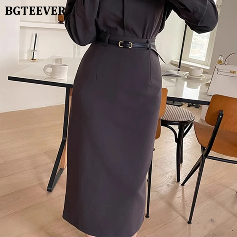 BGTEEVER Chic Stylish High Waist Female Slim Package Hip Skirts Spring Autumn Elegant Women Skinny Pencil Skirts OL Skirts