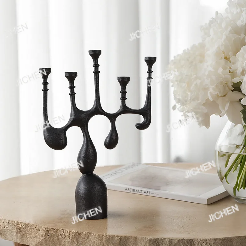 

JC geometric candle holder ornaments high-end home living room ornaments European resin candle holders with a sense of atmospher