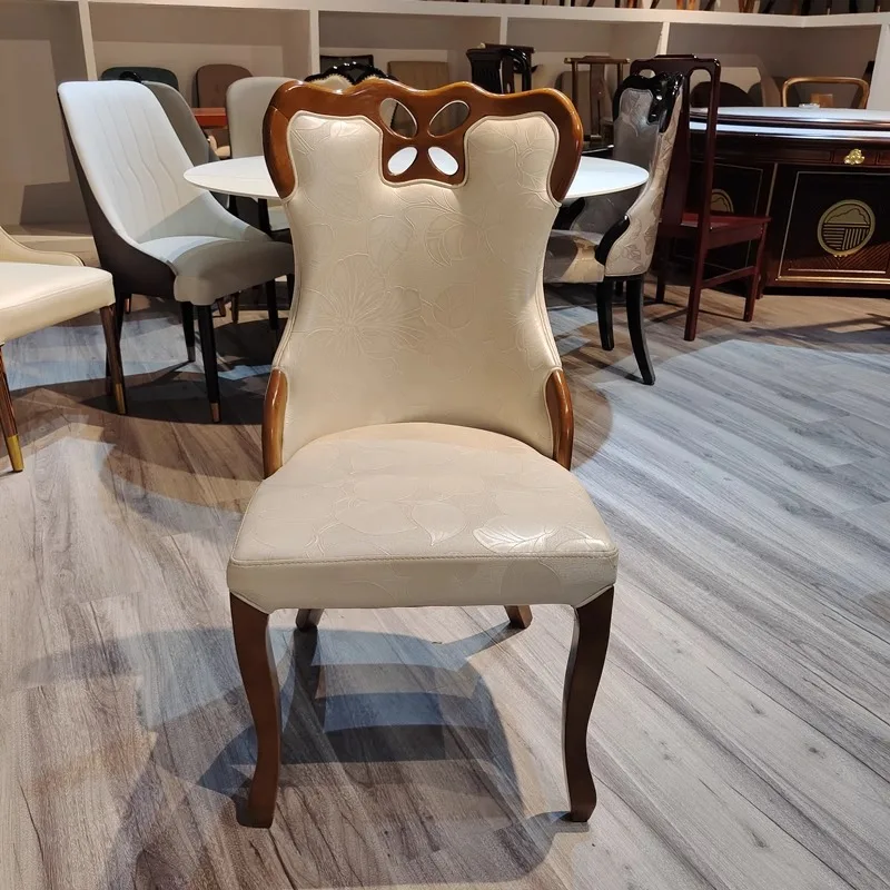 

Small-sized furniture, living room, bedroom Fashion Soft Bag Hotel Leisure Korean PU Leather Villa Solid Wood Chair