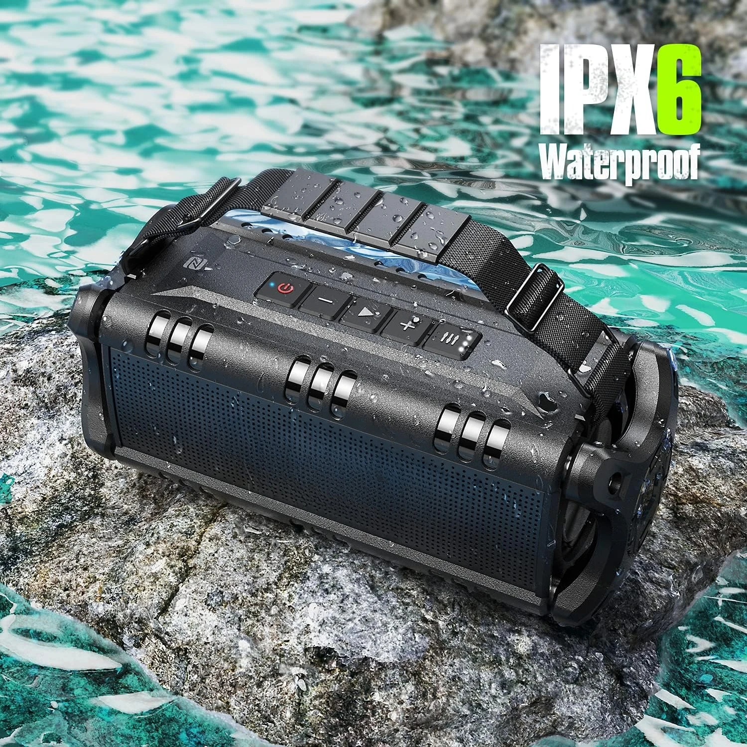 

90W Max Loud Portable Speakers Bluetooth Wireless, IPX6 Waterproof Outdoor Speaker with 50W Deep Bass/2 Powerful Subwoofer