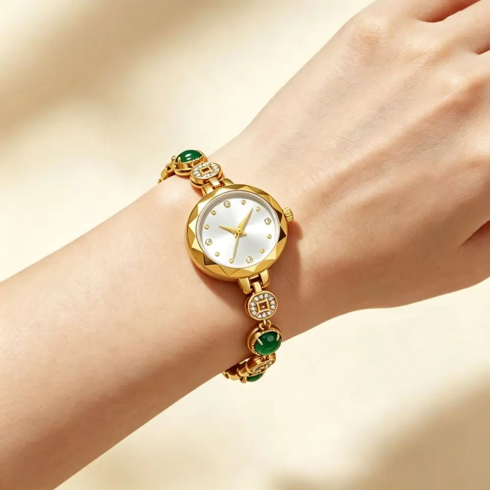 Exquisite Women's Bracelet Watch Vintage Adjustable Women's Wrist Watch Luxury Drawstring Design Flower Quartz Wristwatch