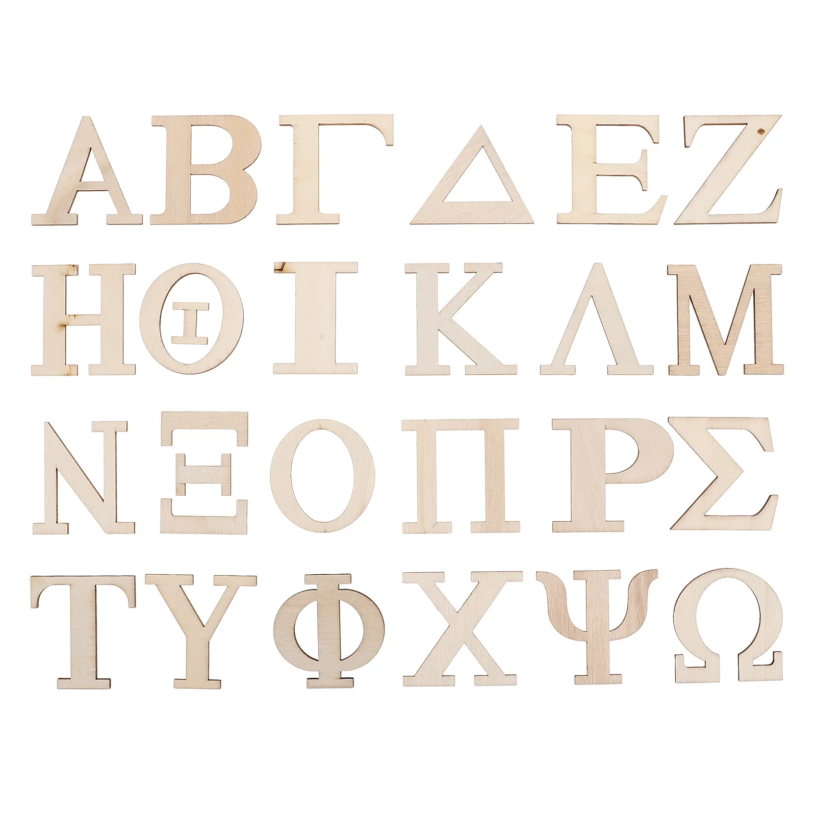 

24 Pcs Greek Letters Wood Chips for Wall Decor Flash Cards Unfinished Mini Sight Word Wooden Alphabet Child