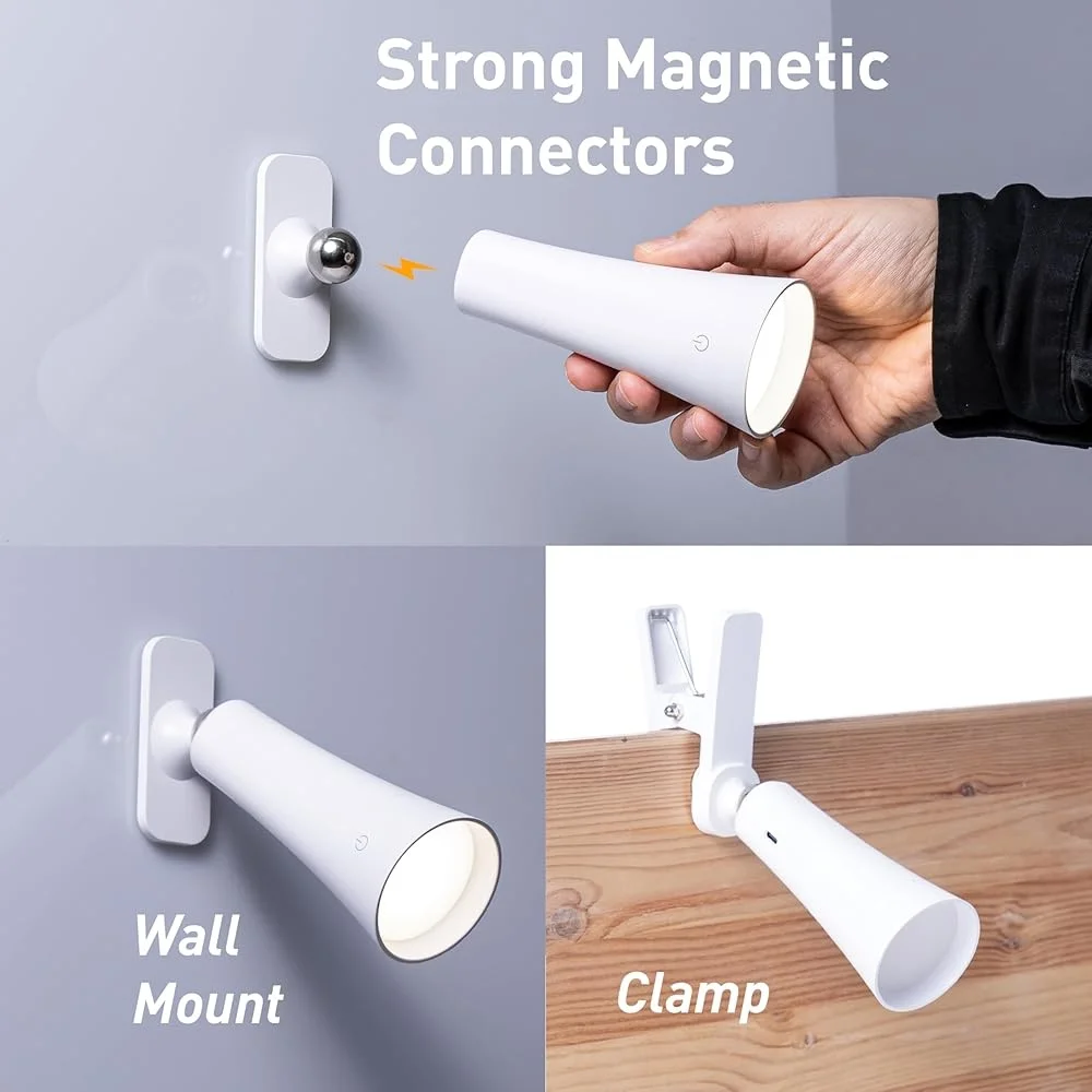 4-in-1 Rechargeable LED Desk Wall Clamp Lamp Flashlight with Magnetic Base 270° Flexible Arm 4-Level Brightness Portable