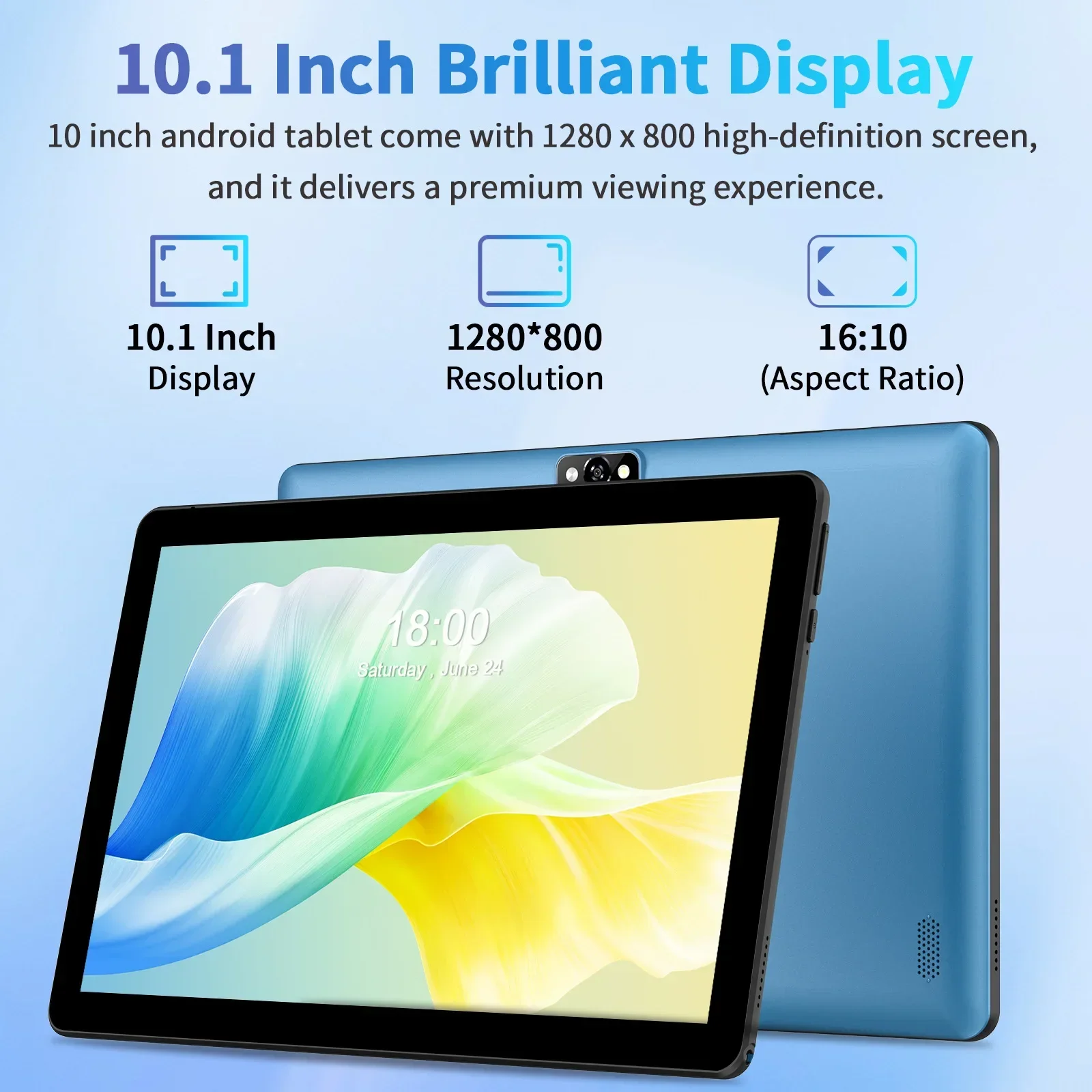 Nieuwe tablet-pc 10 inch Android 1280 * 800 resolutie touchscreen 7 GB (3 + 4 uitbreiding) RAM + 64 GB ROM 5G WiFi GPS met toetsenbord, muis