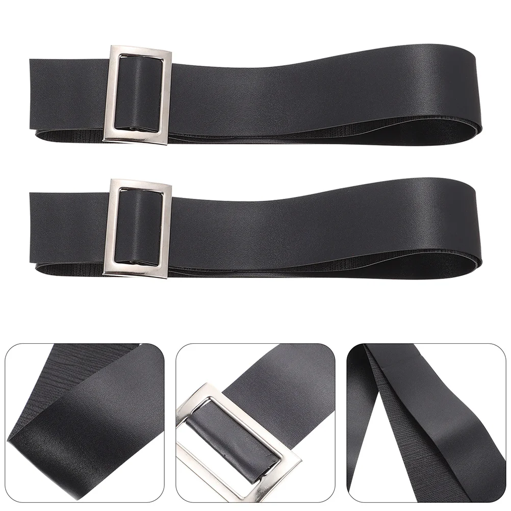 

2Pcs Santa Claus Belt Black PU High Waist Metal Buckle Holiday Party Christmas Costume Accessory Belt Santa Claus Costume