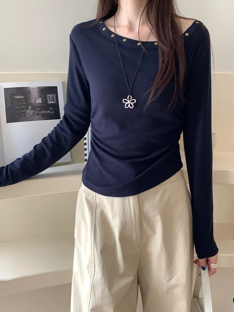 

Off Shoulder T-Shirt Womens Ladies Clothing Half Sleeve Medium Length Simple Basic Regular Version Standard Middle Conventional