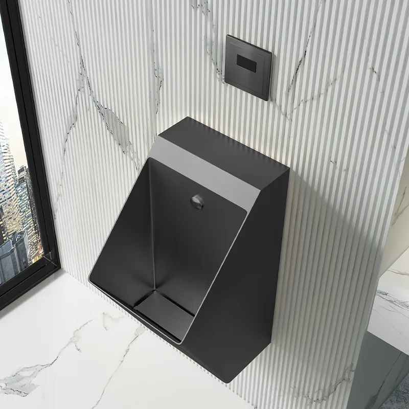 Intelligent Sanitary Ware Male Bathroom Matte Black Automatic Sensor Flushing Wall Mounted Urinals