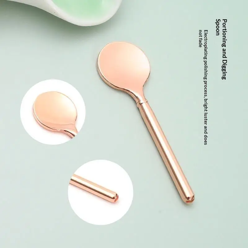 1Pcs Reusable Facial Makeup Mask Cream Spoon Zinc Alloy Mini Cosmetic Skincare Spatula Eye Cream Stick Beauty Round Head Scoop