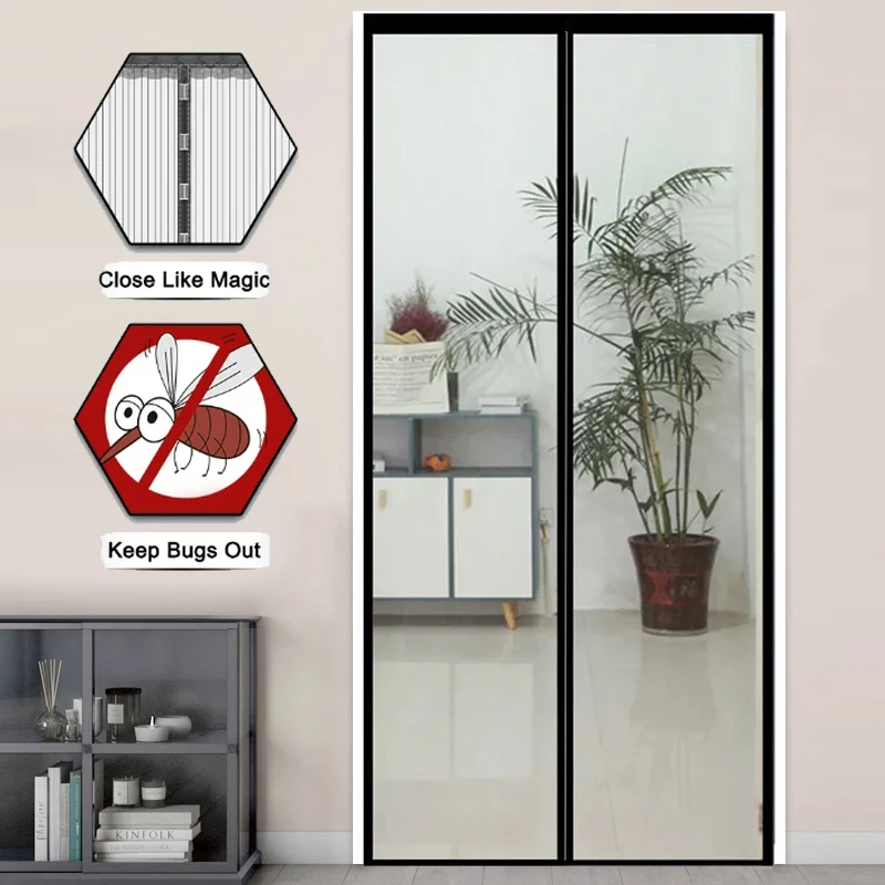 Magnetic Door Screen Custom Size Mosquito Net Curtain Fly Insect Automatic Closing Invisible Mesh For Kitchen Indoor Living Room