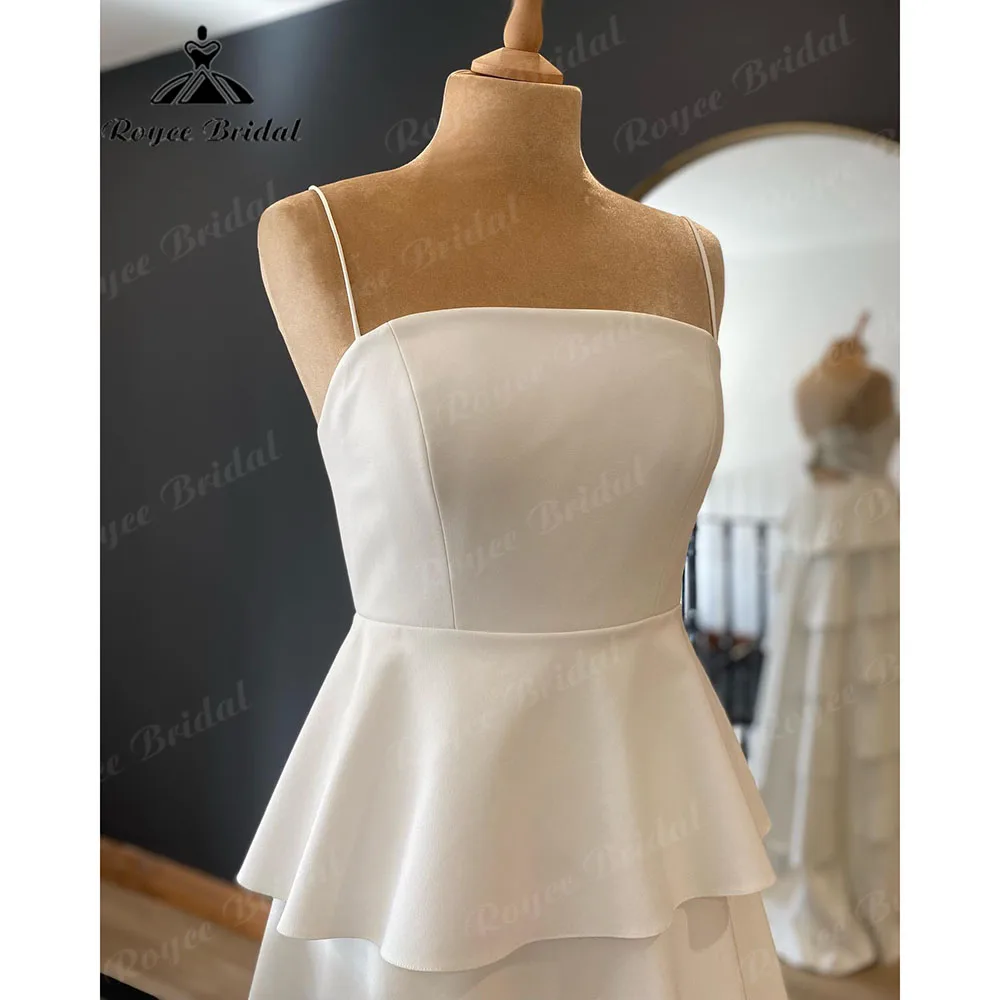 Vintage Soft Satin Princess Tiered Spaghetti Straps Floor-Length Wedding Gown for Women 2024 Bridal Wedding Dress Vestido Novia