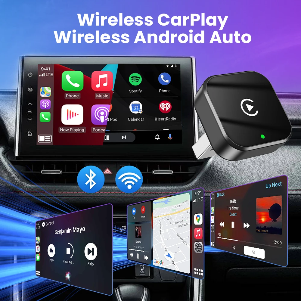 Беспроводной адаптер Carplay Android Auto Smart Dongle 2in1 2,4G и 5,8 ГГц WiFi BT Auto Connect Plug & Play для Jeep Opel MG