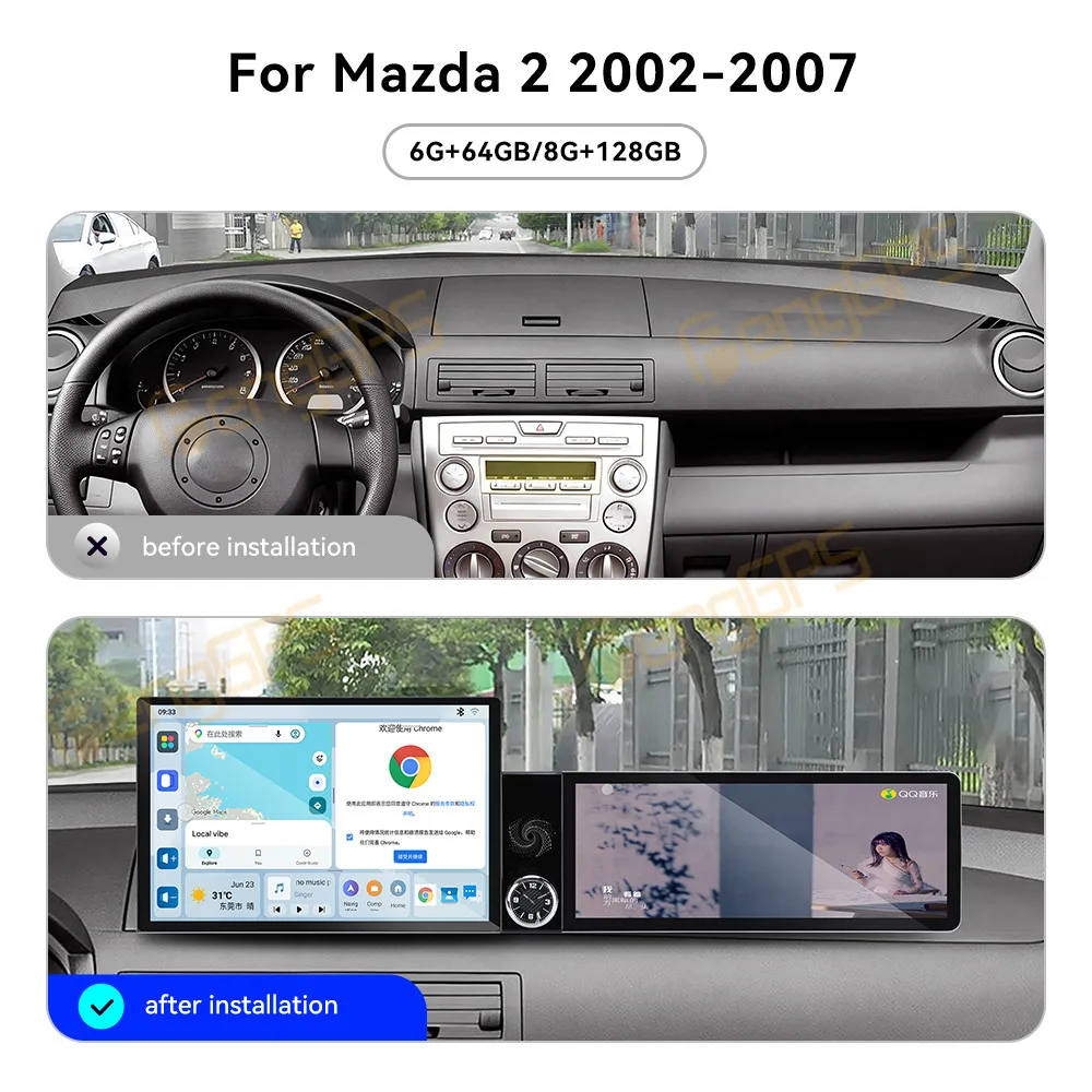 For Mazda 2 2002-2007 Android Car Radio Multimedia Video Player Wireless Carplay Autoradio Stereo GPS Navigation Head Unit