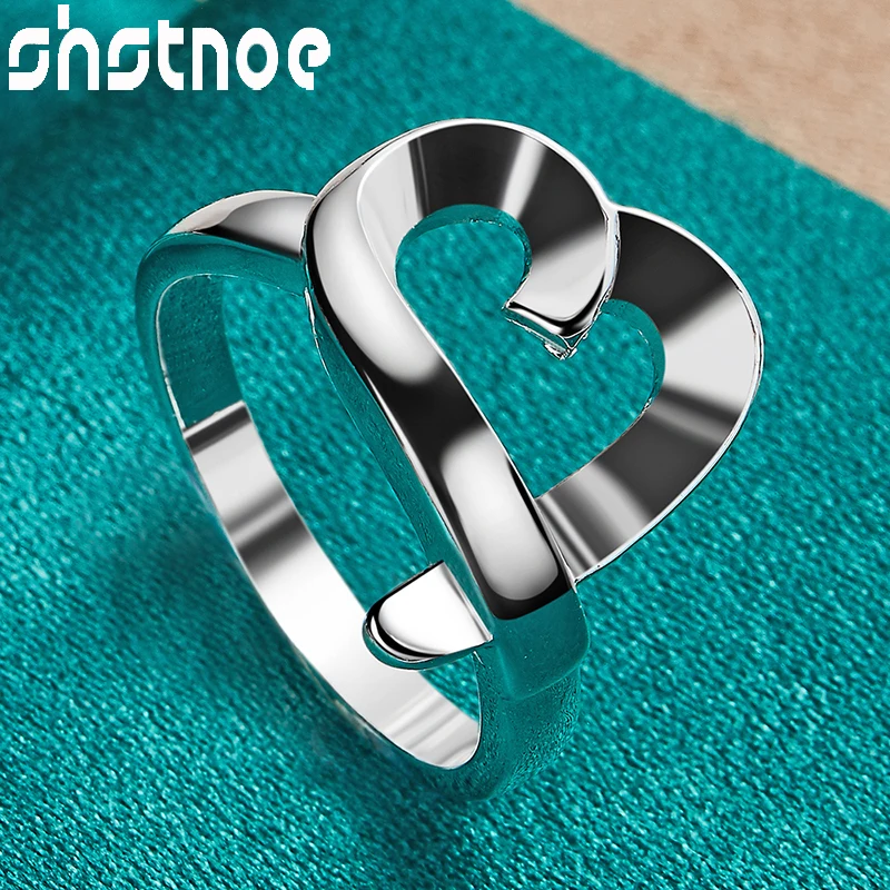 

SHSTONE 925 Sterling Silver Heart Rings For Women Engagement Wedding Birthday Party Fashion Jewelry Lady Valentines Gifts