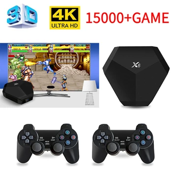 X6 games box game console HD 4K 3D dual wireless game controller with 15000 games 64GB classic retro game