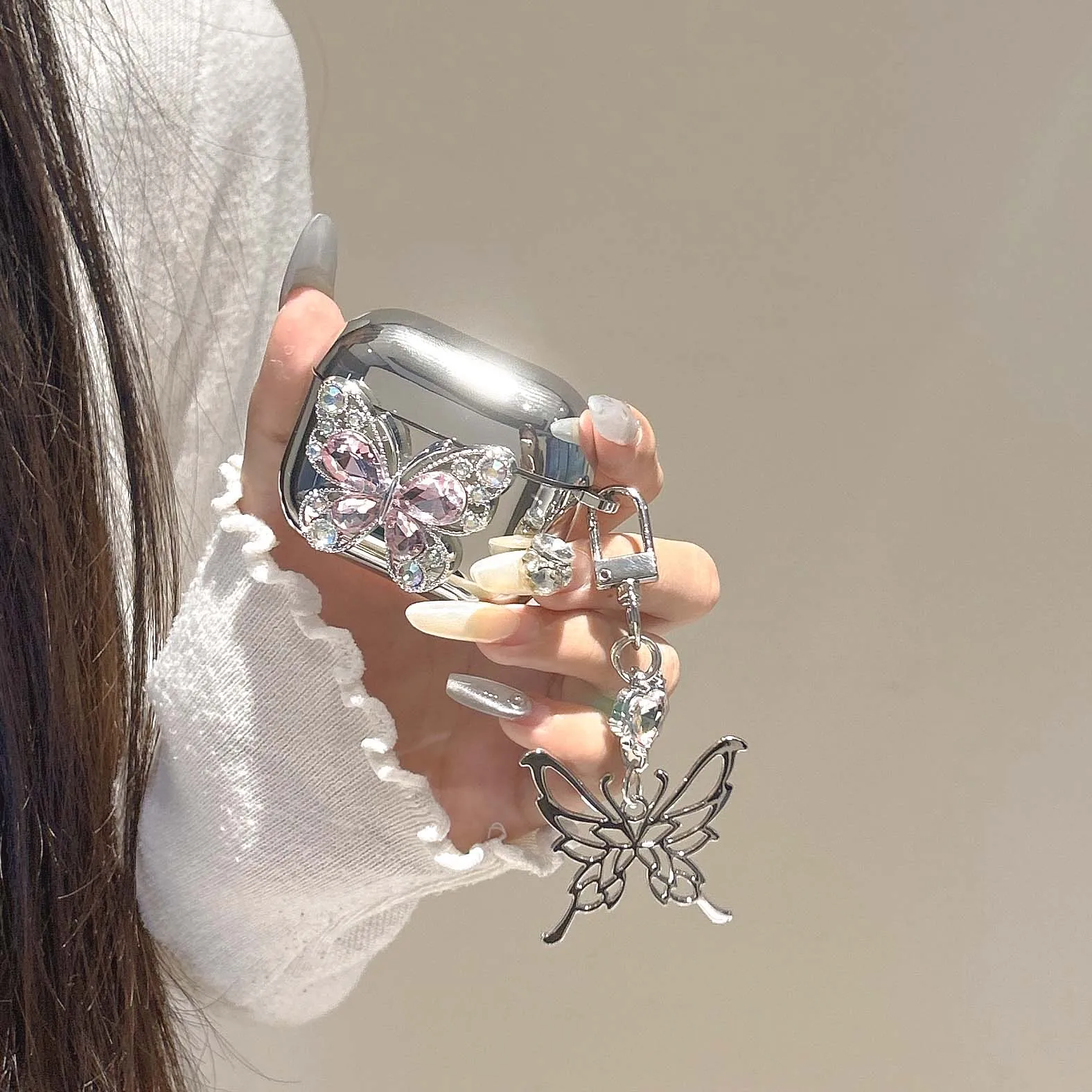 كريستال فراشة ثلاثية الأبعاد قلادة سماعة لاسلكية تعمل بالبلوتوث صندوق شحن لابل airpods 3 برو 2nd 2 14 سماعة حقيبة سماعة الاذن غطاء #4