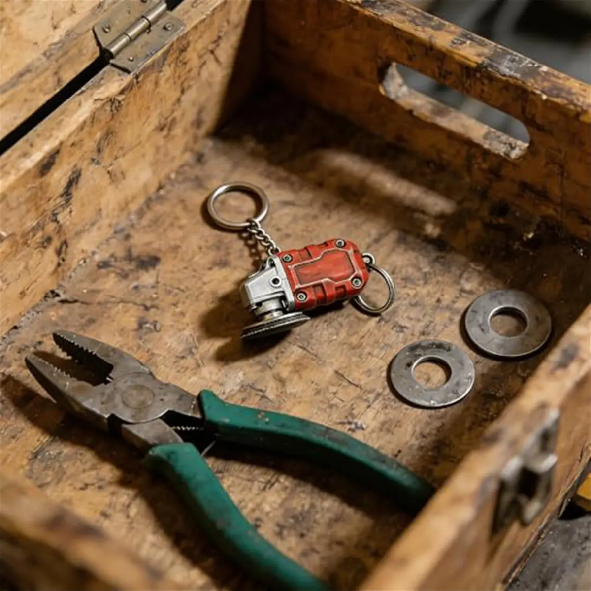 

(AIMA) Mini Grinder Keychain, Realistic Mini Grinder Tool Keychain, Backpack Accessories for Tool Enthusiasts Gift 2pcs