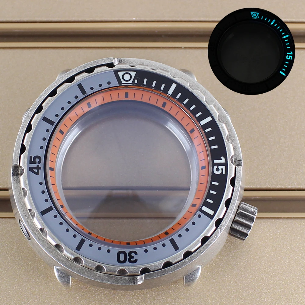 

Серебристый водонепроницаемый корпус для часов 47 мм с люминесцентной вставкой C3 для Seiko NH35 NH36 NH38 NH34, 20ATM, сапфировое стекло, модификация Tuna Canned