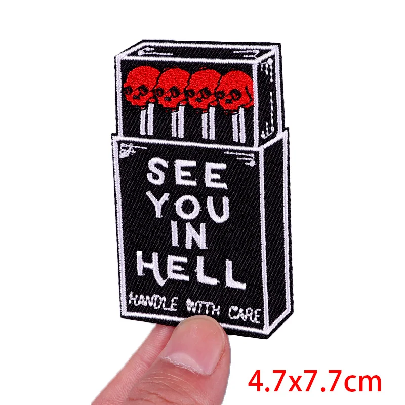Poker Patch Horror Skull Embroidered Patches On Clothes Punk Embroidery/Sew Patch Iron On Patches For Clothing Ironing Stickers
