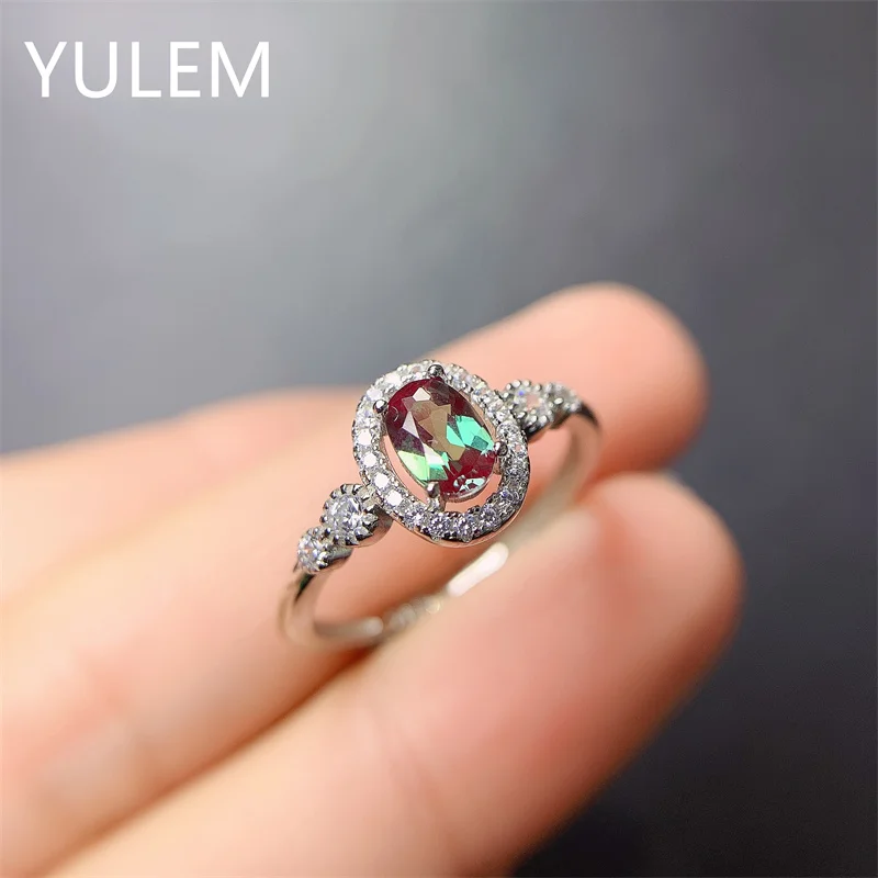 Gorgeous Color 1.0CT LAB Alexander Gemstone Ring for Women Solid 925 Sterling Silver Ring Luxury Engagement Gift Ring