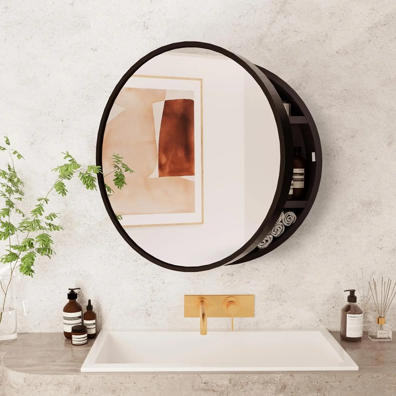 

Cabinet Mirror with Shelf, Bathroom Wall Cabinet Medicine Cabinet with Vanity Mirror, Surface Mount Above Toilet