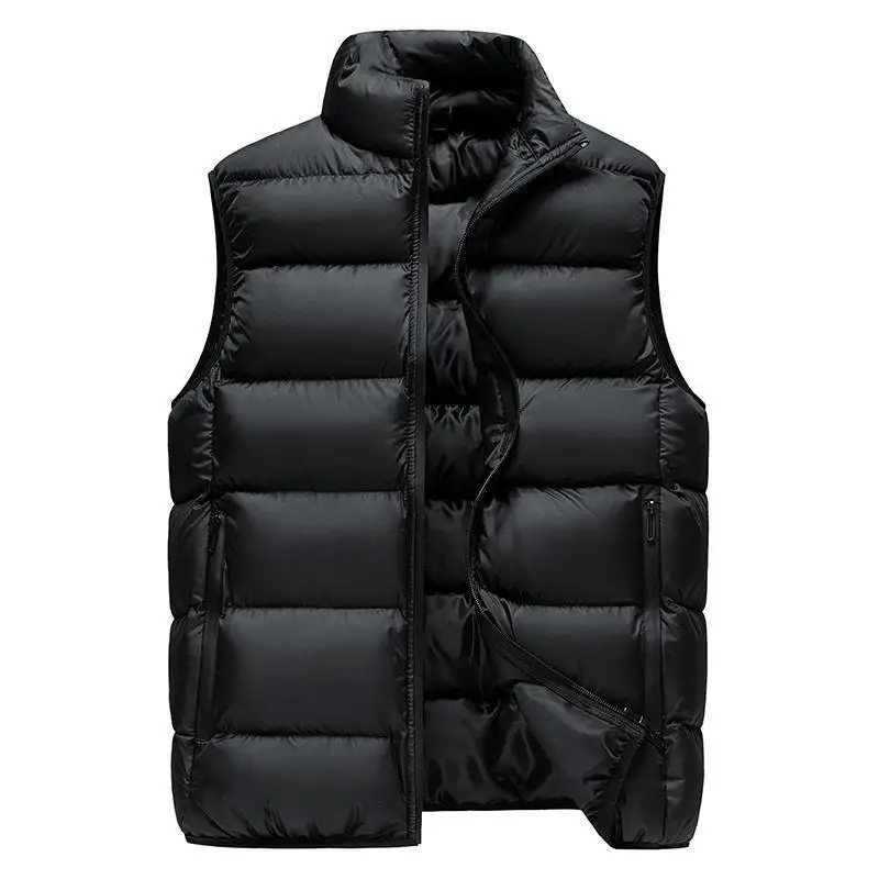 Autumn Winter Padded Vest Men Stand Collar Casual Sports Down Cotton Waistcoat Thickened Warm Plus Size Sleeveless Cardigan Vest