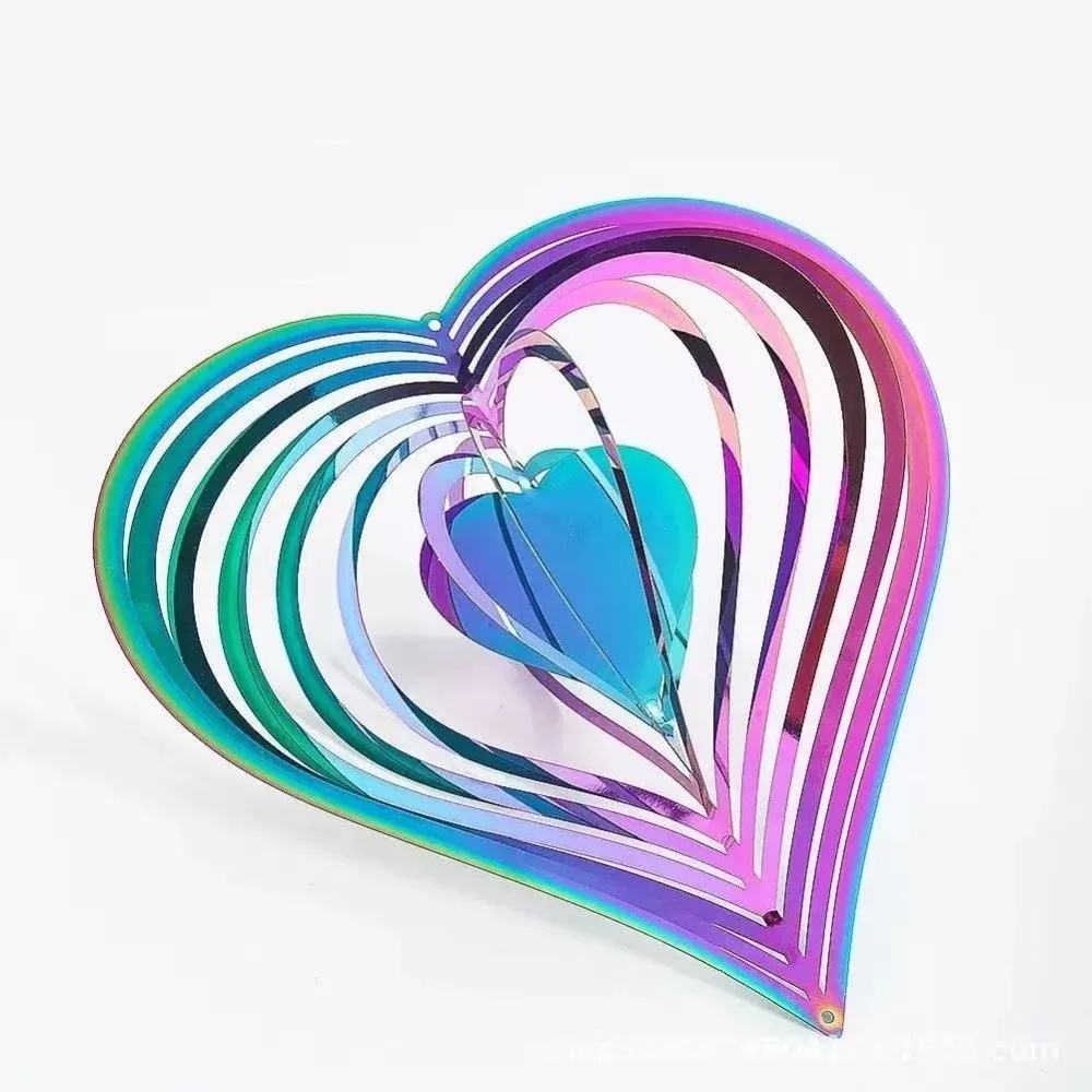 Gradient Wind Chime Pendant Flowing Light Effect Heart Flower Wind Spinner Catcher Home Decor Colorful