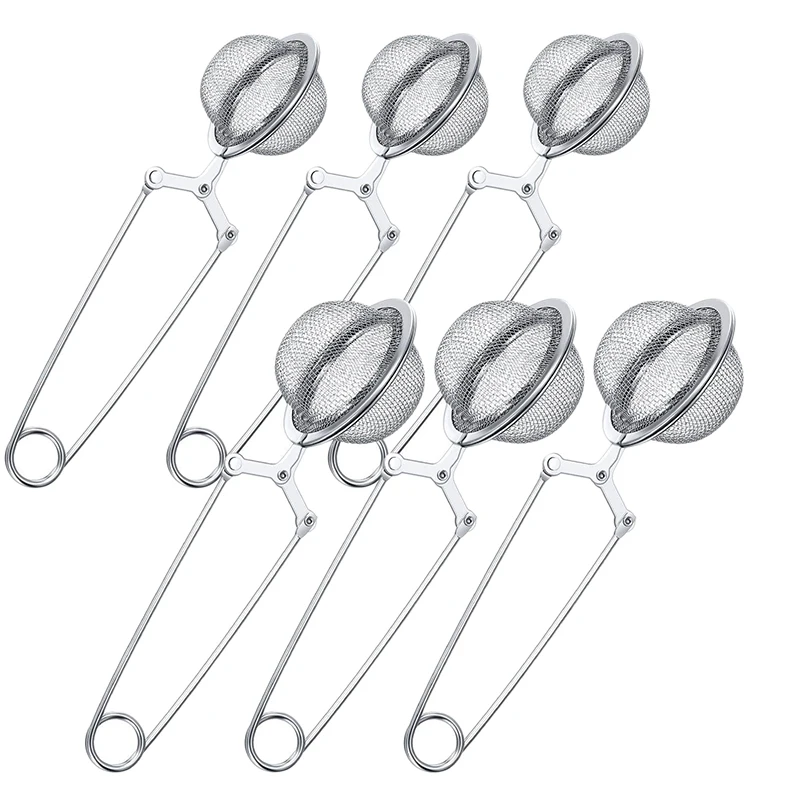 

6Pcs Tea Infuser Loose Leaf Tea Snap Ball Tea Strainer Spoon Stainless Steel Tea Filter Steeper with Handle