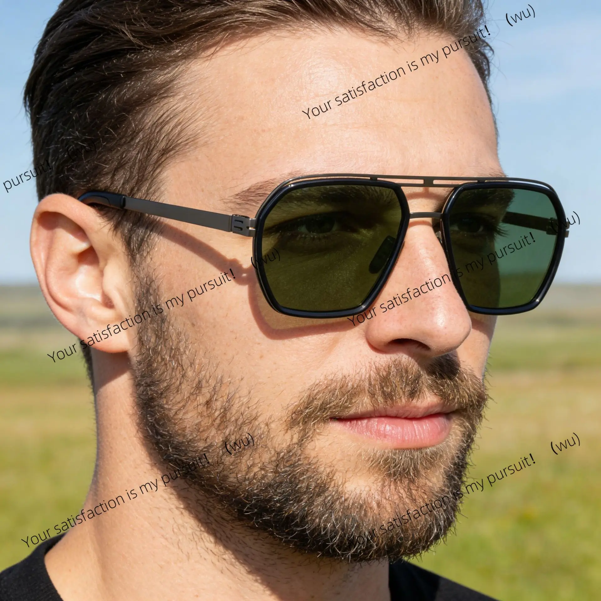 Polarized Double Beam Stainless Steel Sunglasses Square Frame For Men Fishing Driving