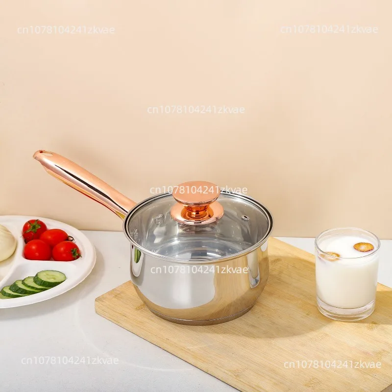 Food Grade 201 Stainless Steel Milk  5-layer Bottom Non-stick  Instant Noodle Pot Sauce Pot Household