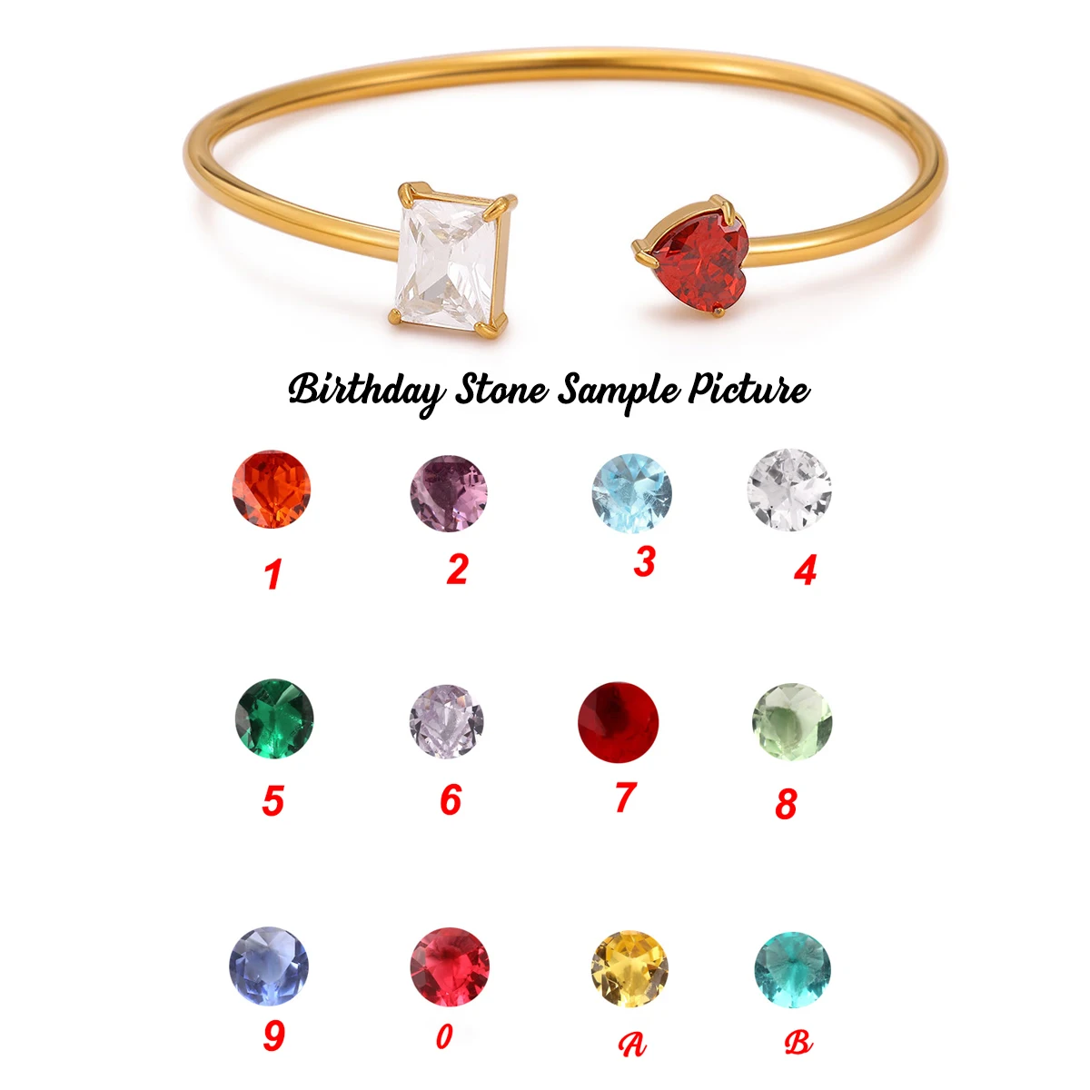Custom Birthstone Cuff Bangle Mother Bracelet, Personalized