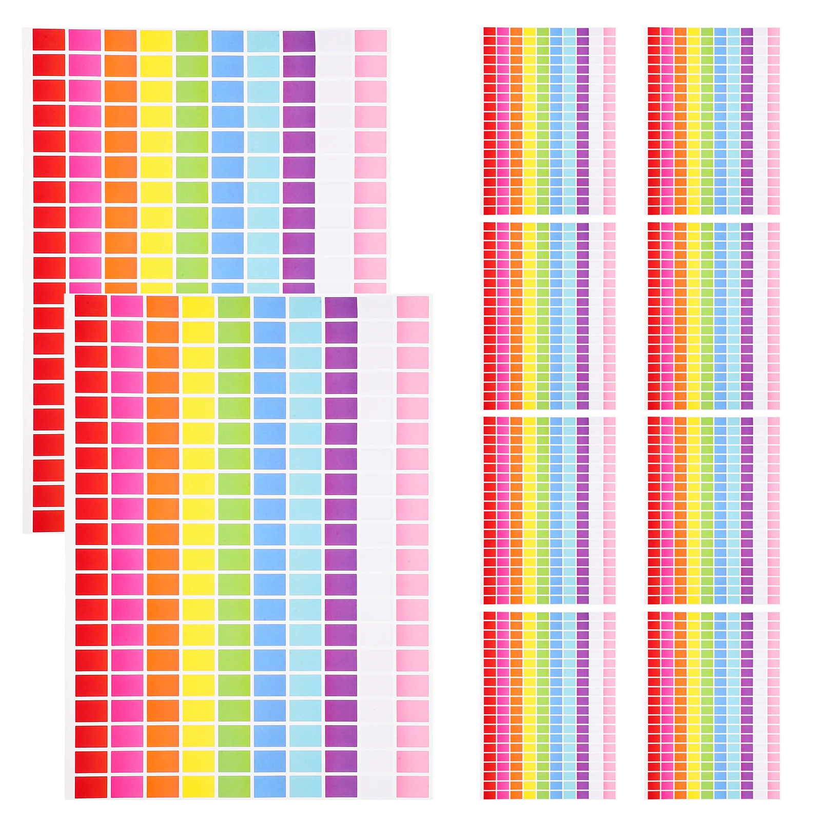 

10 Sheets Color Coding Labels Rectangular Colored Stickers Adhesive Multi-Function Sticky Labels For Files Documents Storage