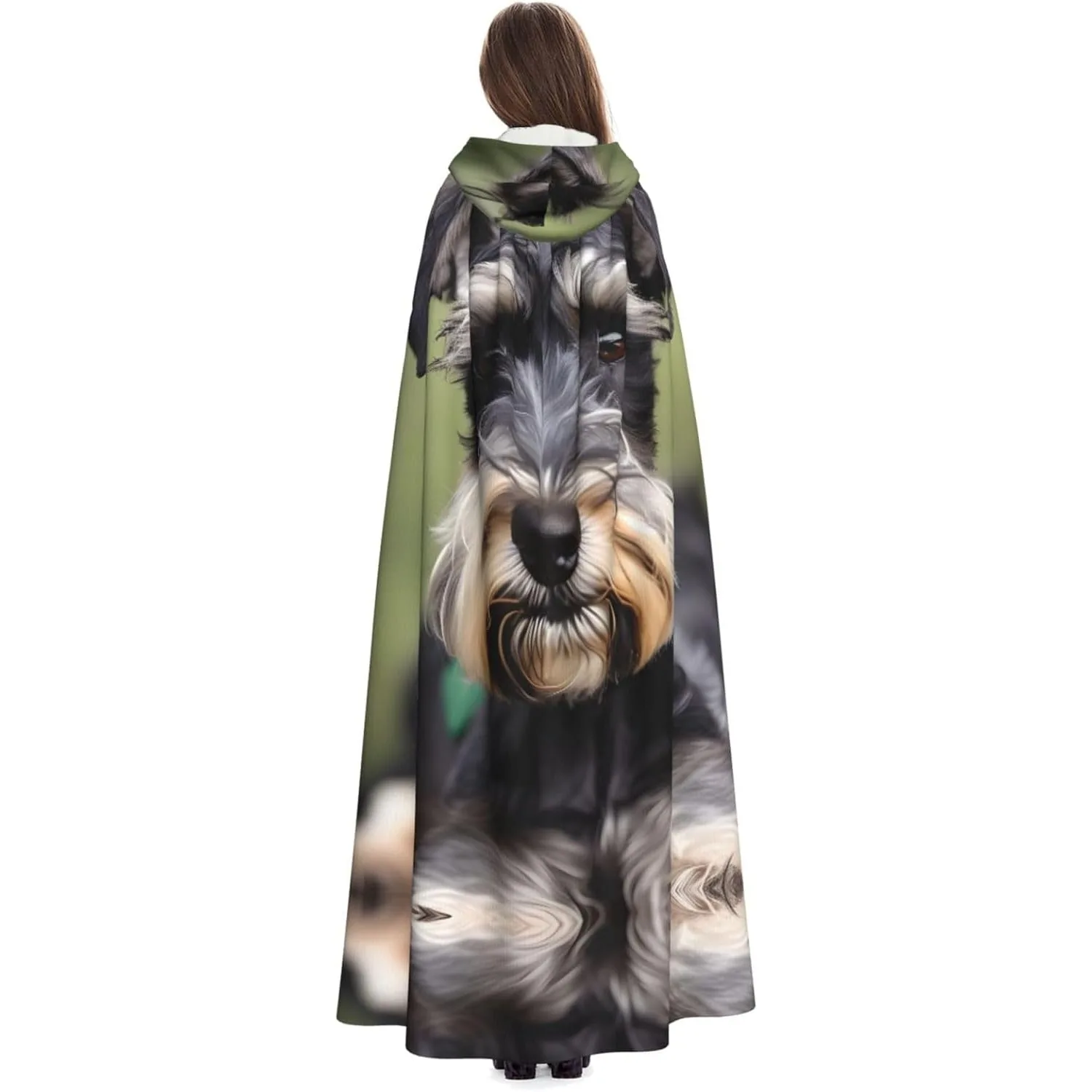 

adorable schnauzer print Adult Hooded Cape Carnival Festival Cape Cosplay Robe Costume party Gothic Carnival