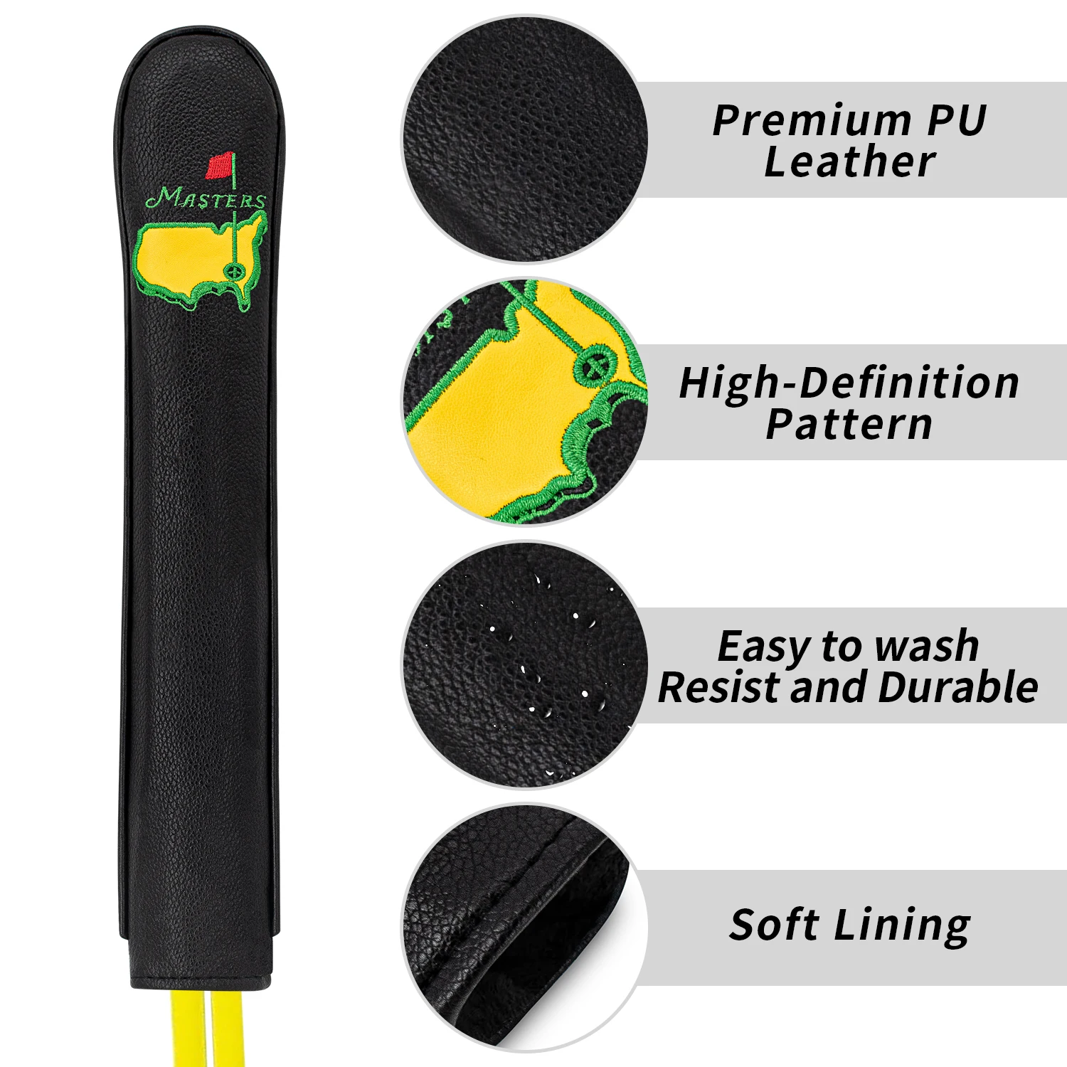 1pc Golf positioning rod protective cover, black and white colors, golf accessories, dustproof and durable, embroidered design ﻿