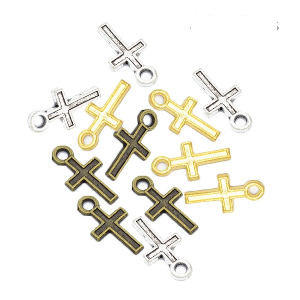 

300pcs Alloy Pendant Charms Diy Jewelry Making Craft Kit Retro Cross Hanging Ornaments For Necklace Keychain Decor Accessories