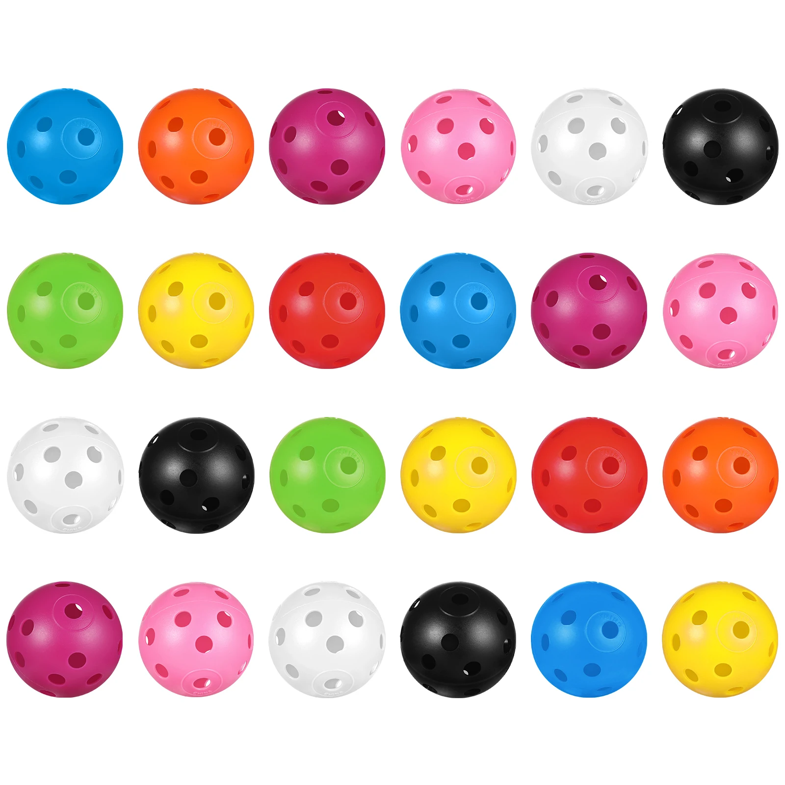 24pcs Golf Balls Toy Mixed Color Perforated Lightweight Durable Training Practice Plastic Play Balls For Sports Tennis Golf