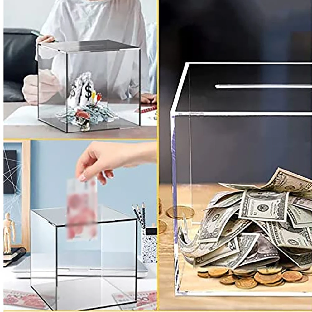 Clear Piggy Bank Acrylic Transparent Saving Box Unopenable Home DIY Savings Tank Gift For Boys And Girls Christmas Birthday