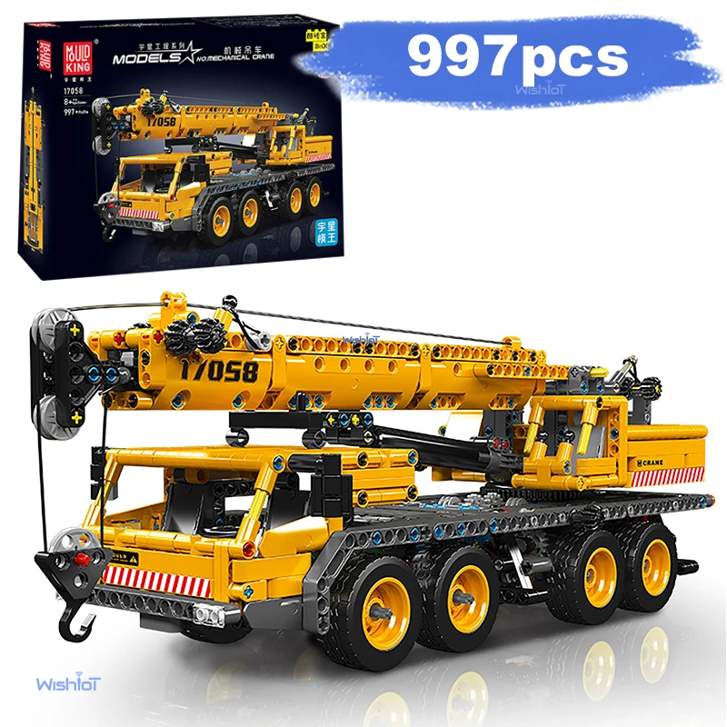 

17058 механический кран 997 шт. статическая версия DIY маленькие строительные блоки модель MOC техническая сборка игрушки для детей подарки